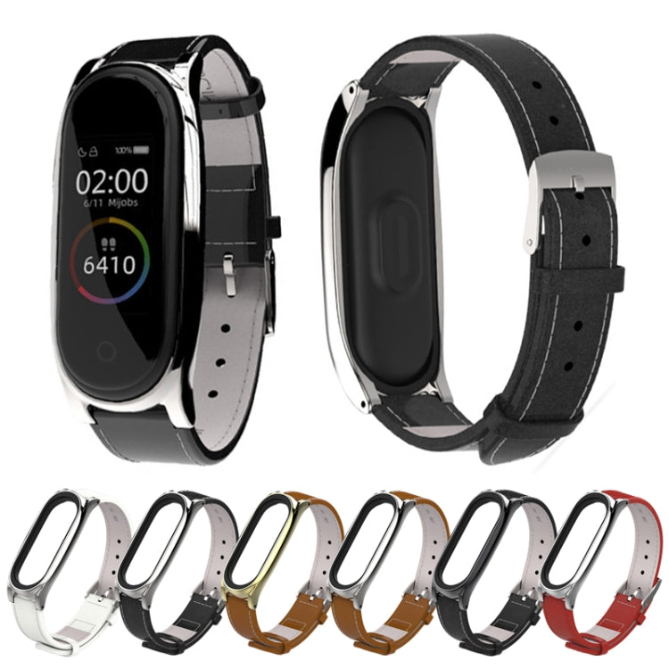 Mijobs Custodia magnetica senza viti Cinturino in pelle pieno fiore per Xiaomi Mi Band 3 e 4 e 5 e 6, Host non incluso