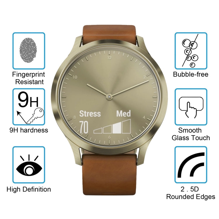 ENKAY Hat-Prince per Garmin Vivomove HR Smart Watch 0.2mm 9H Durezza superficiale 2.15D Pellicola per schermo in vetro temperato antideflagrante