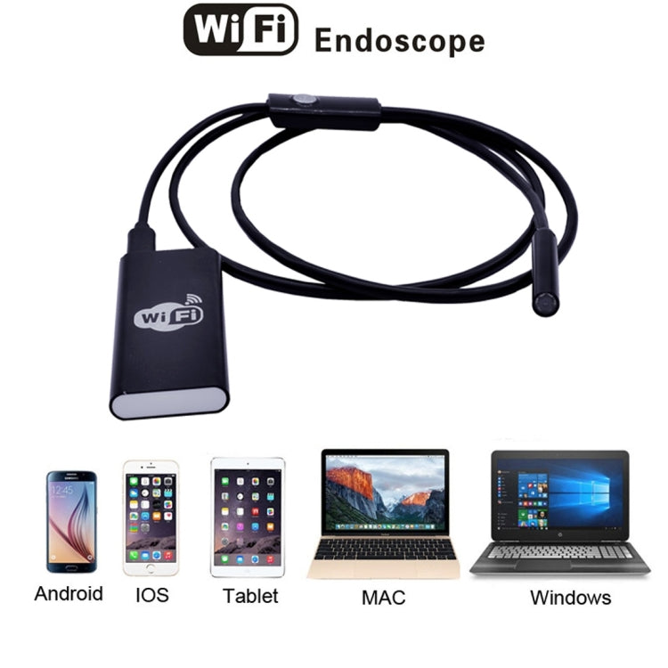 1.0MP HD Camera 30m Wireless Distance Metal WiFi Box IPX67 Waterproof Endoscope Snake Pipe Inspection Camera with 6 LED for Android and iOS, Length: 1m, Lens Diameter: 9mm, Length: 1m