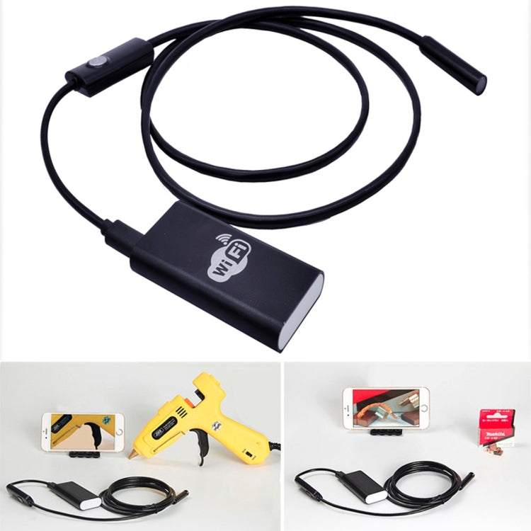 1.0MP HD Camera 30m Wireless Distance Metal WiFi Box IPX67 Waterproof Endoscope Snake Pipe Inspection Camera with 6 LED for Android and iOS, Length: 1m, Lens Diameter: 9mm, Length: 1m