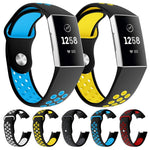 Cinturino in silicone bicolore con foro tondo per Fitbit Charge 3, dimensioni cinturino: 130-195 mm