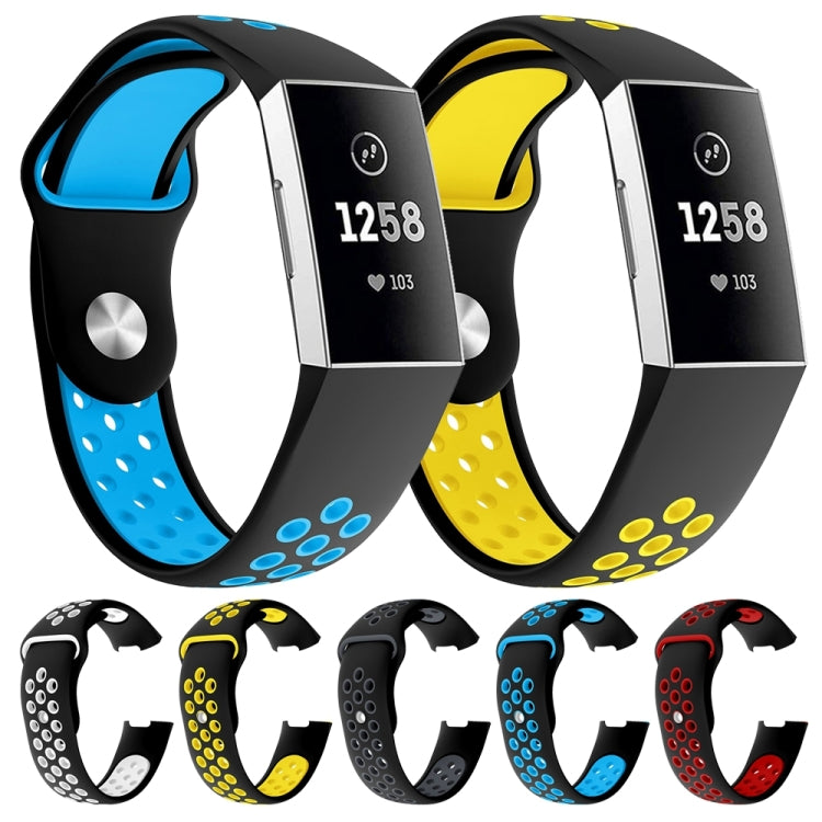 Cinturino in silicone bicolore con foro tondo per Fitbit Charge 3, dimensioni cinturino: 130-195 mm