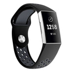 Cinturino in silicone bicolore con foro tondo per Fitbit Charge 3, dimensioni cinturino: 145-210 mm