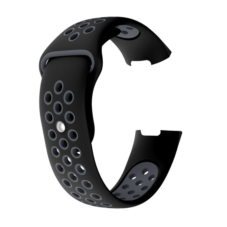Cinturino in silicone bicolore con foro tondo per Fitbit Charge 3, dimensioni cinturino: 145-210 mm