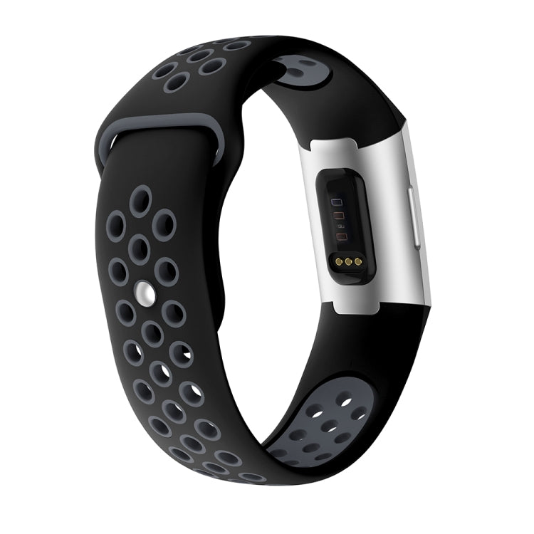 Cinturino in silicone bicolore con foro tondo per Fitbit Charge 3, dimensioni cinturino: 145-210 mm