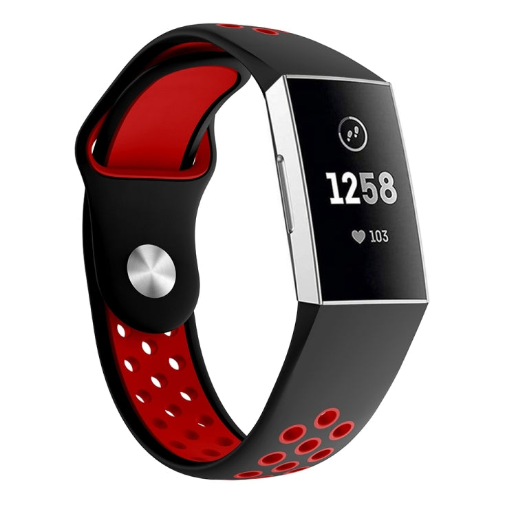 Cinturino in silicone bicolore con foro tondo per Fitbit Charge 3, dimensioni cinturino: 145-210 mm