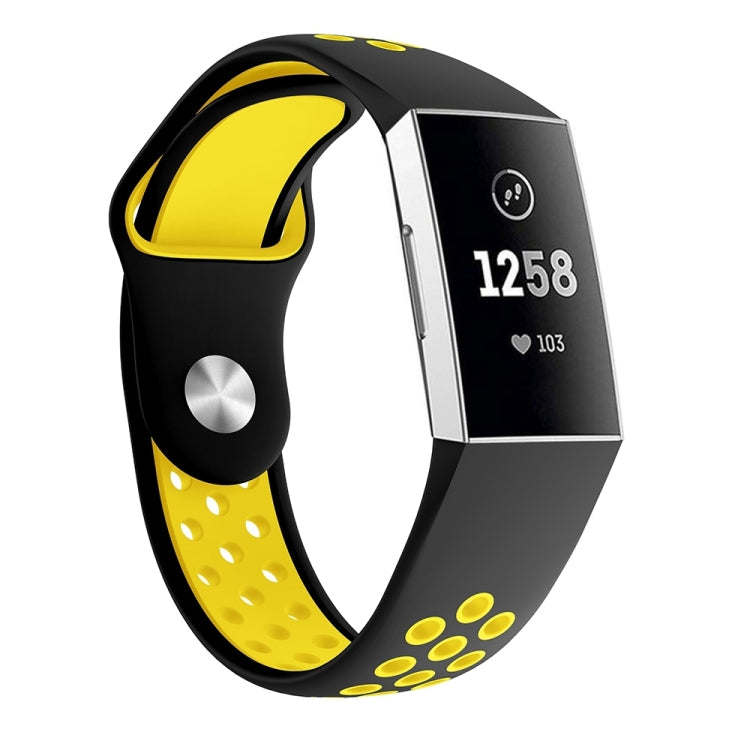 Cinturino in silicone bicolore con foro tondo per Fitbit Charge 3, dimensioni cinturino: 145-210 mm