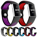 Cinturino in silicone bicolore con foro tondo per Fitbit Charge 3, dimensioni cinturino: 145-210 mm