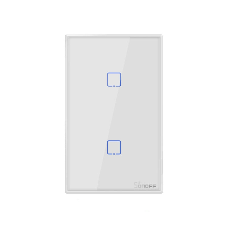 Sonoff T2 Touch Interruttore da parete con pannello in vetro temperato da 120 mm Interruttore tattile leggero per casa intelligente, compatibile con Alexa e Google Home, CA 100 V-240 V, spina americana, 120mm/ 2 US Plug