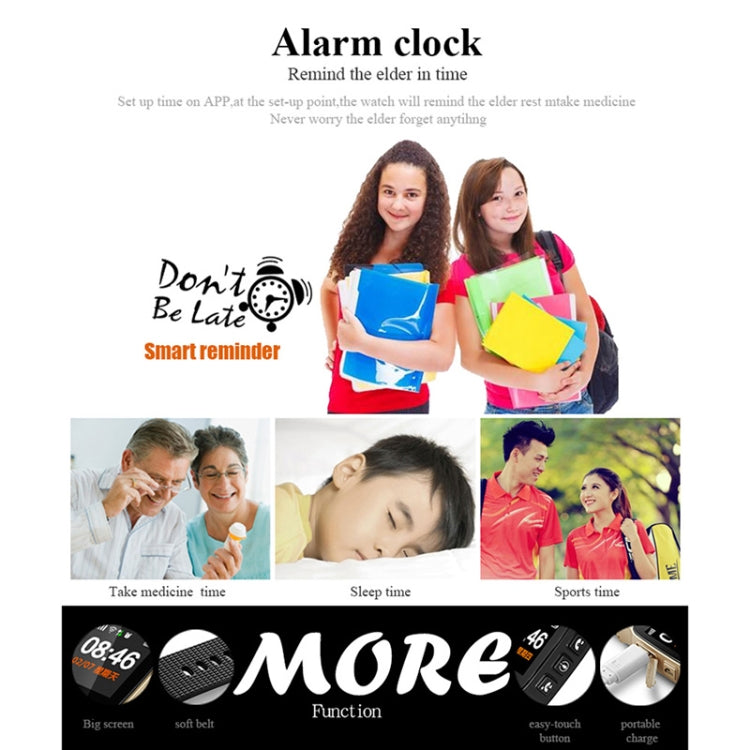 D99+ Smartwatch GPS con schermo LCD HD da 1,22 pollici per anziani Impermeabile, Supporto GPS + LBS + Posizionamento WiFi / Composizione bidirezionale / Monitoraggio vocale / Pronto soccorso con un tasto / Allarme polso staccato / Recinzione di sicurez...