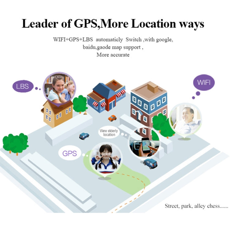 D99+ Smartwatch GPS con schermo LCD HD da 1,22 pollici per anziani Impermeabile, Supporto GPS + LBS + Posizionamento WiFi / Composizione bidirezionale / Monitoraggio vocale / Pronto soccorso con un tasto / Allarme polso staccato / Recinzione di sicurez...