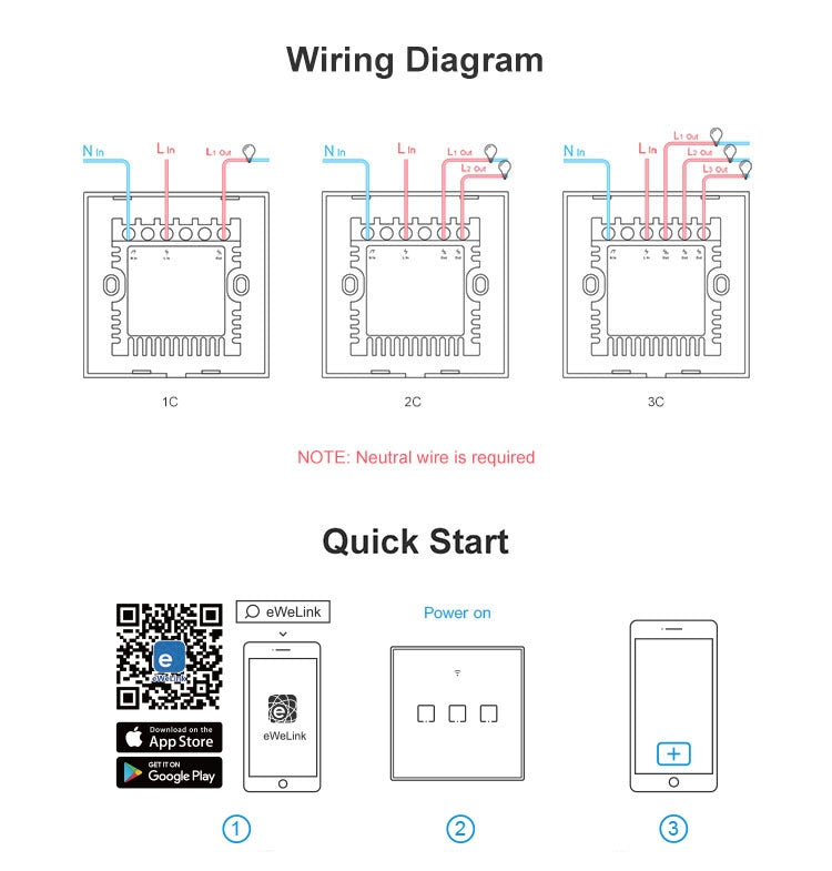 Sonoff T2 Touch Wall Switch with 86mm Tempered Glass Panel Smart Home Touch Switch Compatible with Alexa and Google Home AC 100V-240V UK Plug 86mm/ 1 UK Plug