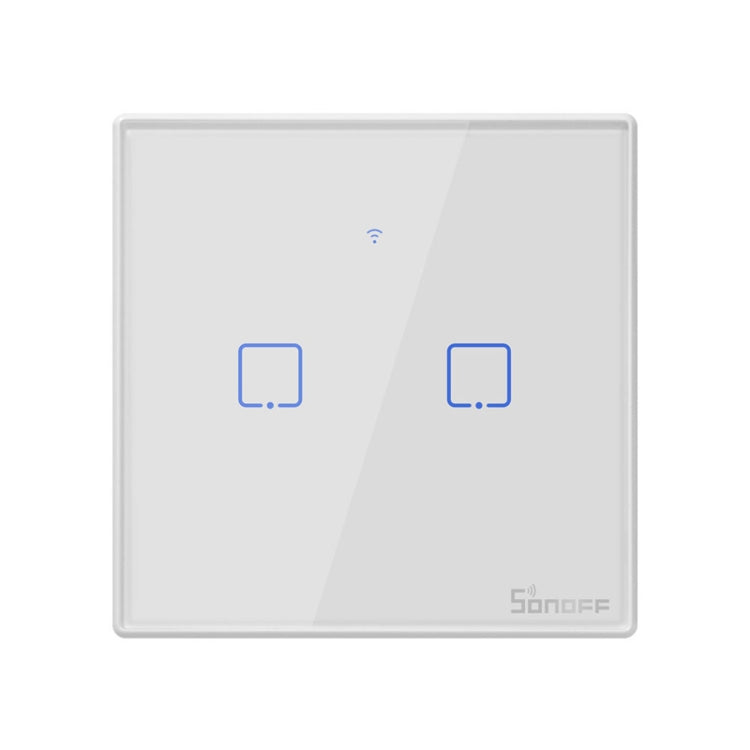 Sonoff T2 Touch Interruttore da parete con pannello in vetro temperato da 86 mm Interruttore tattile per casa intelligente, compatibile con Alexa e Google Home, CA 100 V-240 V, presa UK, 86mm/ 2 UK Plug