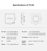 Sonoff T2 Touch Wall Switch with 86mm Tempered Glass Panel Smart Home Touch Switch Compatible with Alexa and Google Home AC 100V-240V UK Plug 86mm/ 2 UK Plug