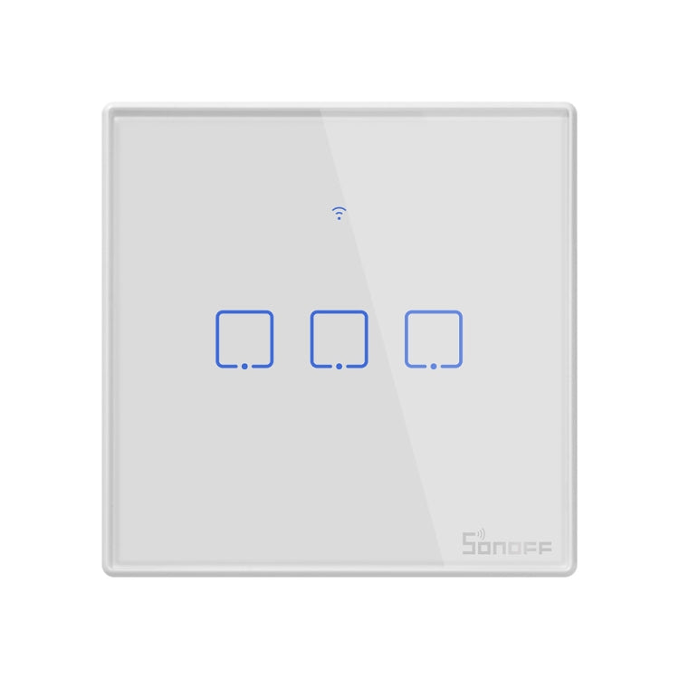 Sonoff T2 Touch Interruttore da parete con pannello in vetro temperato da 86 mm Interruttore tattile per casa intelligente, compatibile con Alexa e Google Home, CA 100 V-240 V, presa UK, 86mm/ 3 UK Plug