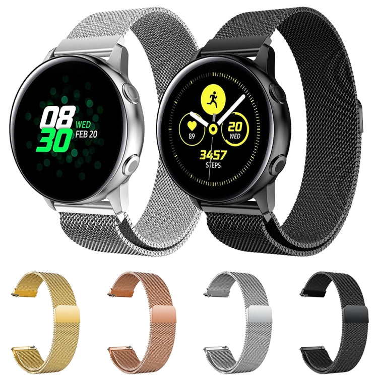 Cinturino da polso magnetico in maglia di acciaio inossidabile Milanis per orologio Galaxy Active 20 mm