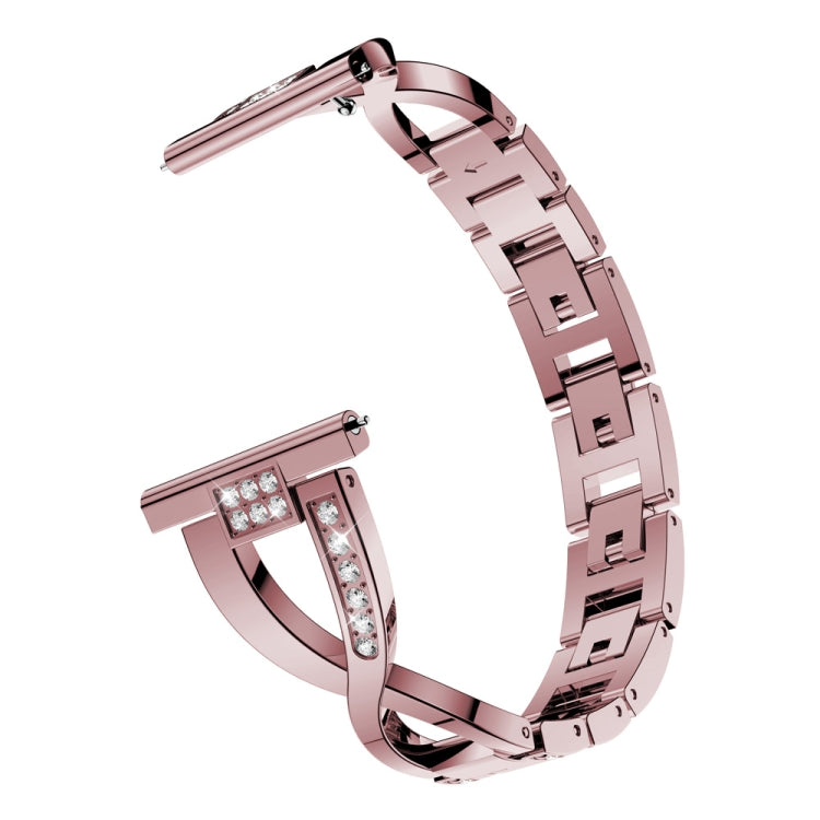 Cinturino da polso con cinturino in acciaio inossidabile con diamanti a forma di X per Galaxy Watch Active 20 mm