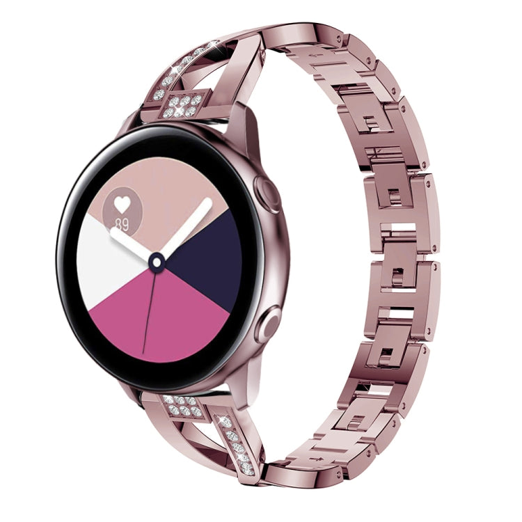Cinturino da polso con cinturino in acciaio inossidabile con diamanti a forma di X per Galaxy Watch Active 20 mm