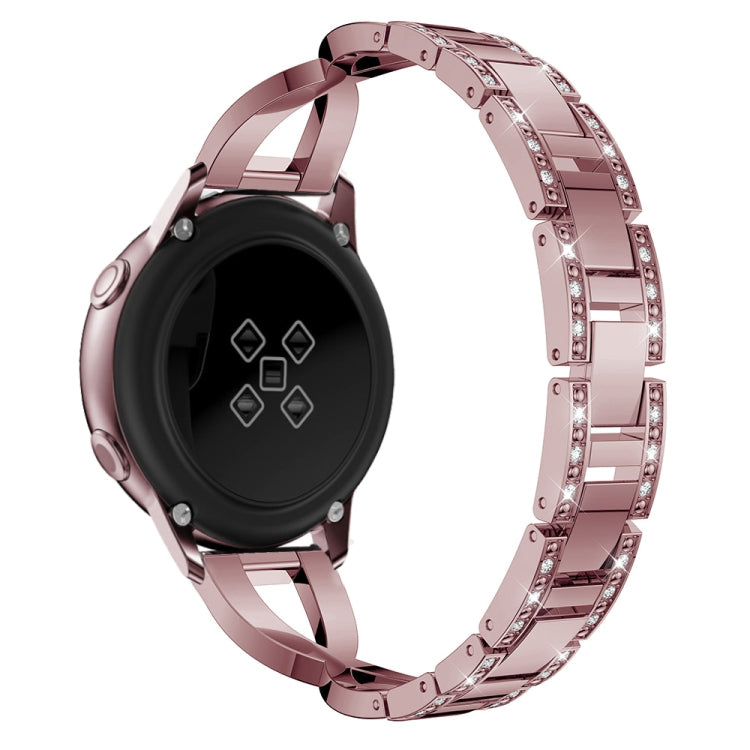 Cinturino da polso con cinturino in acciaio inossidabile con diamanti a forma di X per Galaxy Watch Active 20 mm