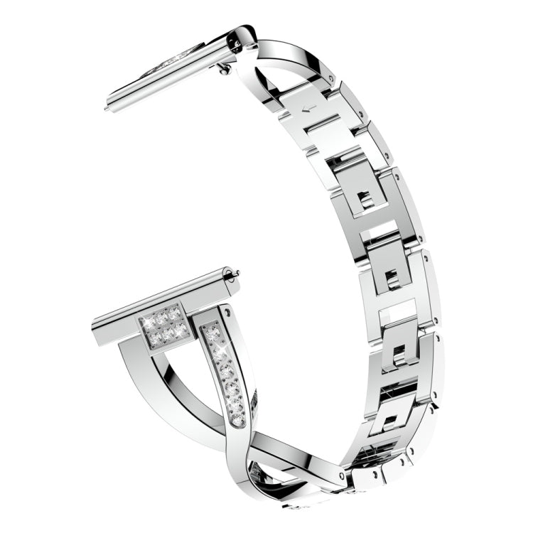 Cinturino da polso con cinturino in acciaio inossidabile con diamanti a forma di X per Galaxy Watch Active 20 mm
