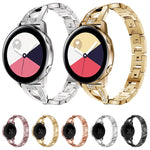 Cinturino da polso con cinturino in acciaio inossidabile con diamanti a forma di X per Galaxy Watch Active 20 mm