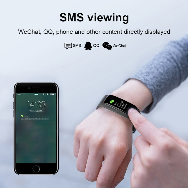 CK17S Bracciale intelligente con schermo IPS da 0,96 pollici IP67 impermeabile, supporto promemoria chiamata/monitoraggio della frequenza cardiaca/monitoraggio della pressione sanguigna/monitoraggio del sonno