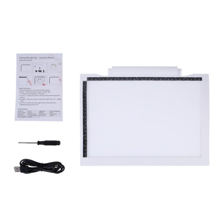 Blocco note per schizzi da disegno a LED A4 dimmerabile a tre livelli di luminosità A4-19 da 6,5 W con cavo USB