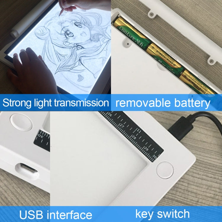 Blocco note per schizzi da disegno a LED A4 dimmerabile a tre livelli di luminosità A4-19 da 6,5 W con cavo USB