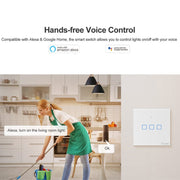 Sonoff T2 Touch Wall Switch with 86mm Tempered Glass Panel Lightweight Smart Home Touch Switch Compatible with Alexa and Google Home AC 100V-240V EU Plug 86mm/ 3 EU Plug