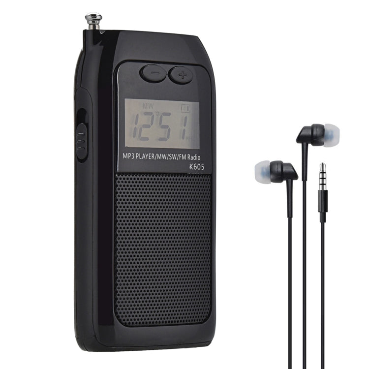 K-605 Portable FM/AM/SW Full Band Stereo Radio, Support TF Card