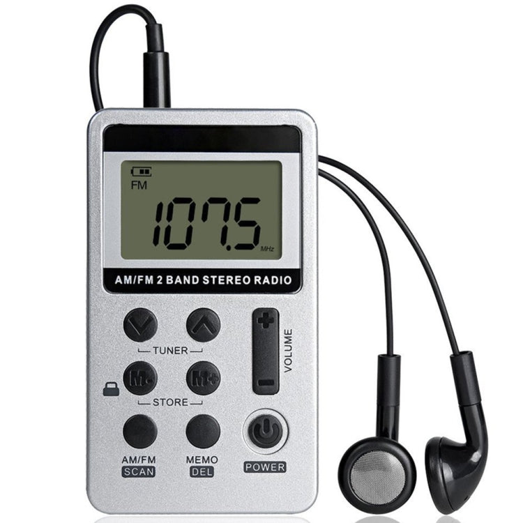 HRD-103 Portable FM + AM Dual Band Radio with Lanyard and Earphone