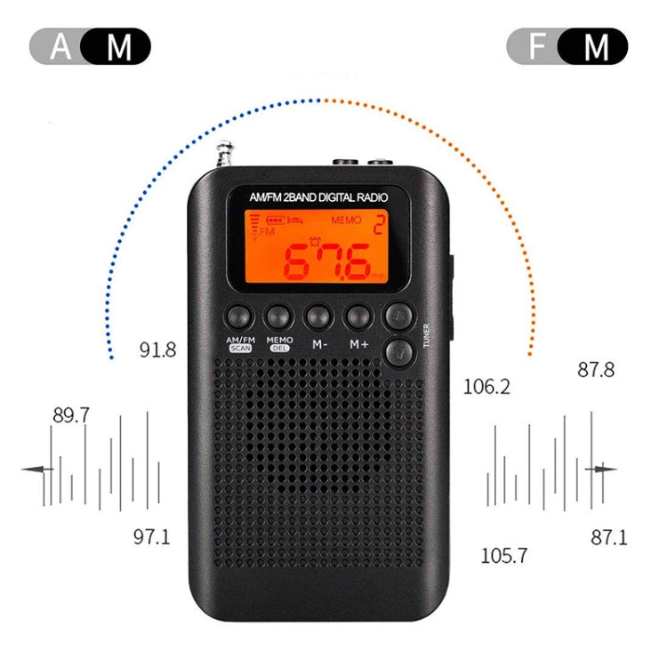 HRD-104 Mini Portable FM + AM Dual Band Radio with Speaker