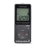 Mini radio sportiva FM AM con display digitale e contapassi