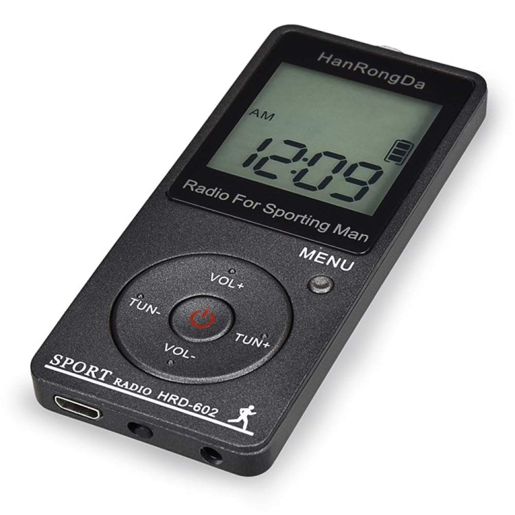 HRD-602 Mini Sports FM AM Radio with Digital Display with Step Counting Function