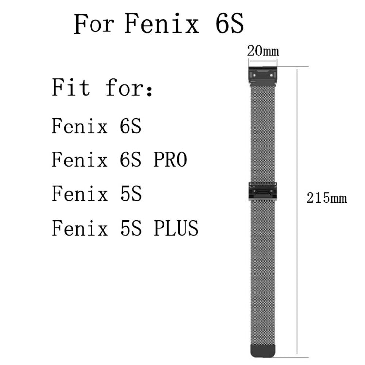 Per cinturino milanese Garmin Fenix 6S, For Garmin Fenix 6S
