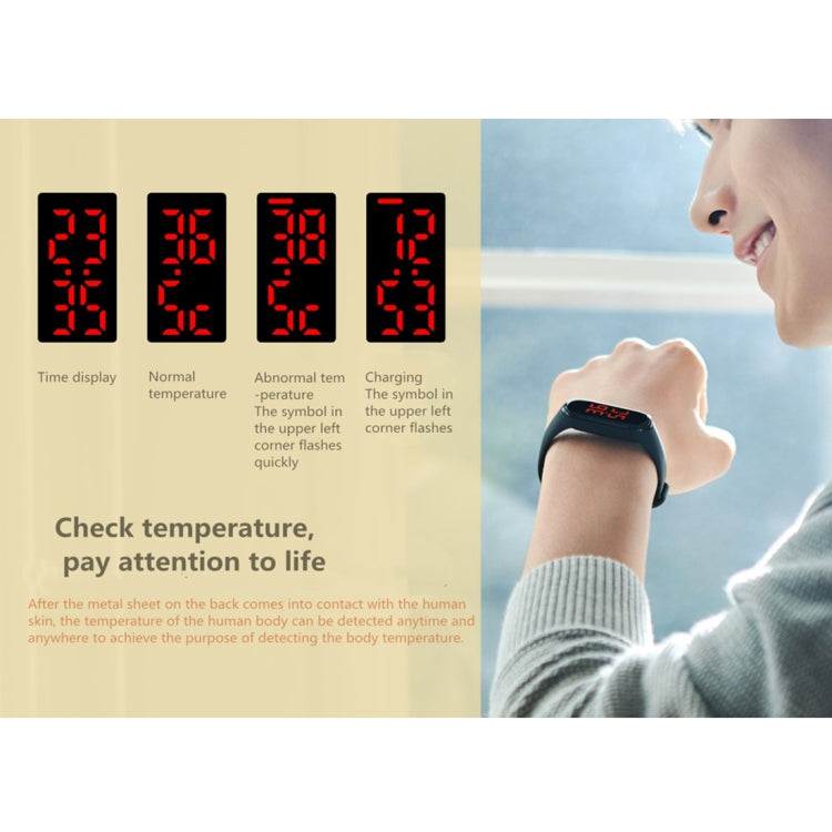 Braccialetto intelligente per il monitoraggio della temperatura V8, intervallo di misurazione della temperatura: 30-45 gradi Celsius
