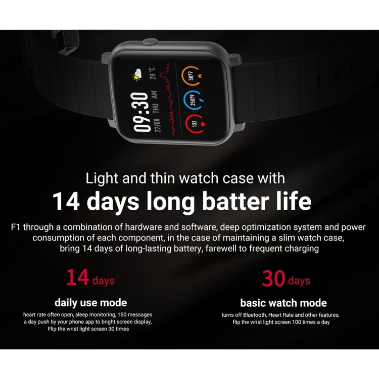 SMA-F1 1.3 pollici TFT Full Touch Screen IP68 Orologio sportivo intelligente impermeabile, supporta frequenza cardiaca dinamica, pressione sanguigna e rilevamento del sonno / Bluetooth / Sveglia / Controllo foto, SMA-F1