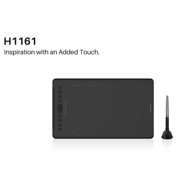 HUION H1161 Tavoletta grafica da disegno Touch Strip 5080 LPI per divertimento, con penna senza batteria e portapenne, H1161