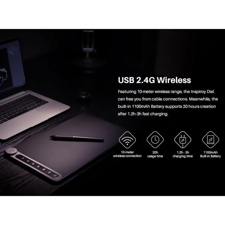 HUION Q620M 5080 LPI Wireless Art Tablet for Fun, with Battery-Free Pen and Pen Holder, Q620M