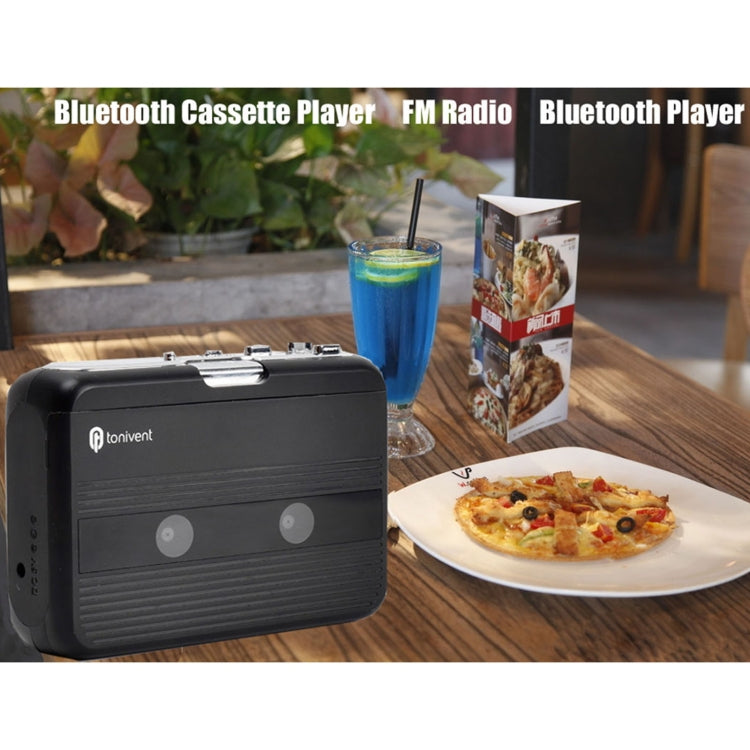 Tonivent TON007B Portable Bluetooth Cassette Tape Player Support FM/Bluetooth Input/Output, TON007B Black, TON007B White