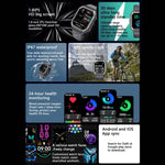Smartwatch sportivo con contapassi impermeabile KR06, supporto per monitoraggio della frequenza cardiaca/pressione sanguigna/chiamate BT