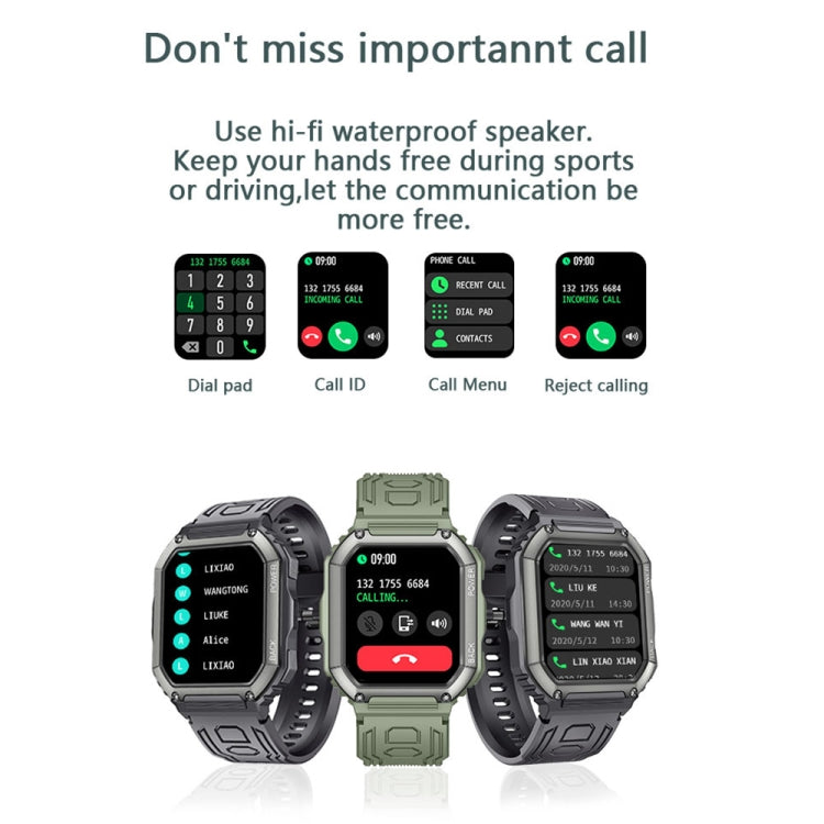 Smartwatch sportivo con contapassi impermeabile KR06, supporto per monitoraggio della frequenza cardiaca/pressione sanguigna/chiamate BT