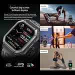 Smartwatch sportivo con contapassi impermeabile KR06, supporto per monitoraggio della frequenza cardiaca/pressione sanguigna/chiamate BT