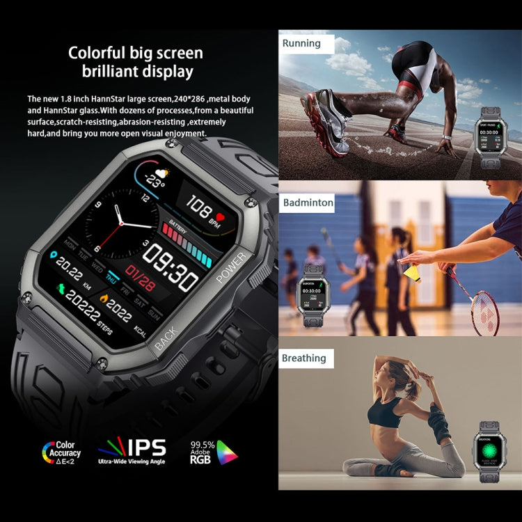 Smartwatch sportivo con contapassi impermeabile KR06, supporto per monitoraggio della frequenza cardiaca/pressione sanguigna/chiamate BT
