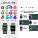 Smartwatch sportivo con contapassi impermeabile KR06, supporto per monitoraggio della frequenza cardiaca/pressione sanguigna/chiamate BT