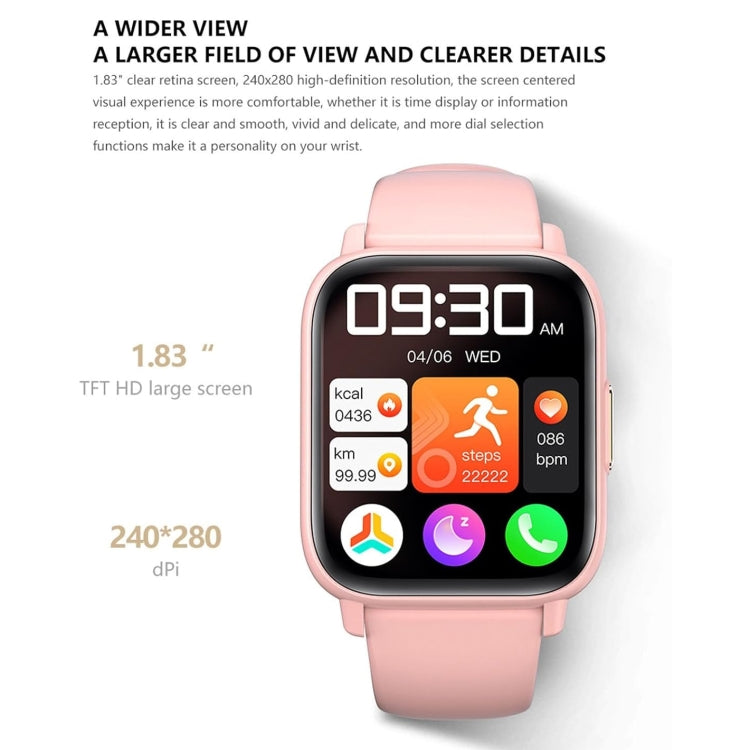 Smartwatch impermeabile DM60 da 1,83 pollici, supporta il monitoraggio della temperatura corporea/frequenza cardiaca/ossigeno nel sangue/monitoraggio della pressione sanguigna