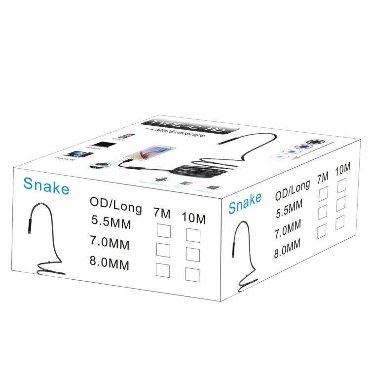 AN97 USB-C/Type-C Endoscope Waterproof IP67 Pipe Inspection Camera with 8 LEDs and USB Adapter, Length: 5m, Lens Diameter: 7mm, Length: 5m