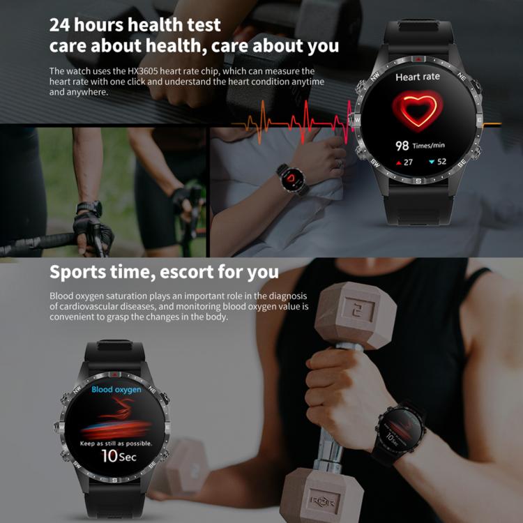 HAMTOD GT45 Orologio intelligente impermeabile da 1,6 pollici, supporto chiamata Bluetooth / frequenza cardiaca / monitoraggio dell'ossigeno nel sangue