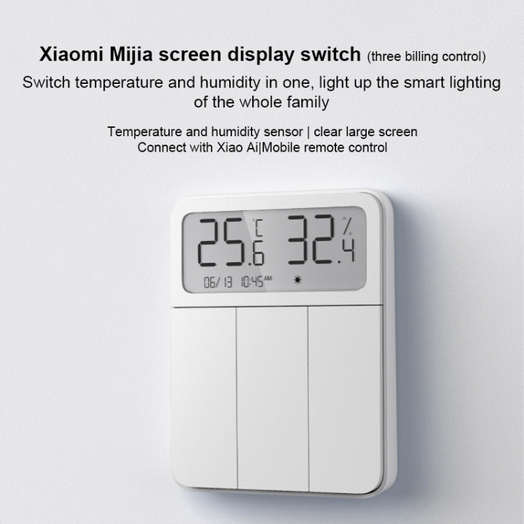 Originale Xiaomi Mijia ZNKG03HL 3 tasti Smart Display Lampade Interruttore a parete, supporto telecomando per telefono cellulare