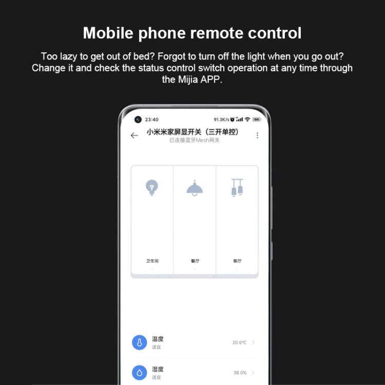 Originale Xiaomi Mijia ZNKG03HL 3 tasti Smart Display Lampade Interruttore a parete, supporto telecomando per telefono cellulare